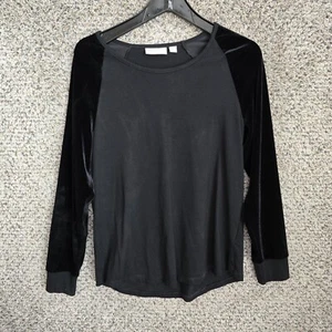 Belle by Kim Gravel Top Womens Small Black Oversized Velour Sleeve Ladies - Picture 1 of 7