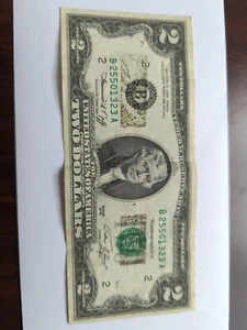 1976 B $2 Dollar Fed Res Note New York B25501323A - Picture 1 of 4