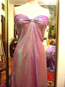 5,5 Yards TRANSPARENTER STRETCH FLIEDER NETZSTOFF BEZOGEN MIT SCHILLERNDEM FLIEDER MINI PAILLETTEN - Bild 1 von 5