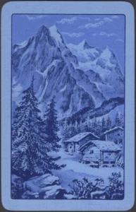 Cartas de Juego Tarjeta Única Antigua Vintage ALPINE MOUNTAIN CHALET Nieve ABETO Arte B - Imagen 1 de 3