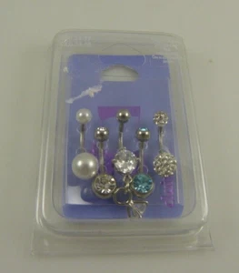 5 belly button navel rings piercing naval ball crystal - Picture 1 of 5