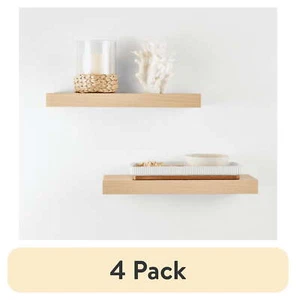 Natural 16.5" Wood Floating Shelves, Set of 2 - Picture 1 of 7
