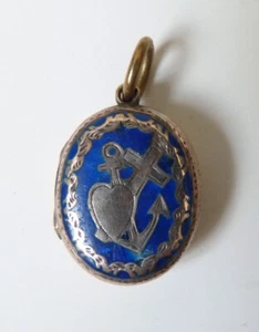 Pendentif reliquaire argent Foi coeur email reliquary enamel silver heart - Picture 1 of 4