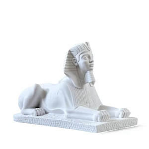 Amenhotep III Sphinx Table Sculpture In Marble With White Base Home Decor H 14 - Picture 1 of 8