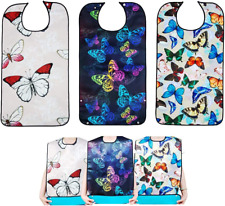 3 Pack Adult Bibs for Eating,Butterfly Washable Reusable Clothing Protector for 