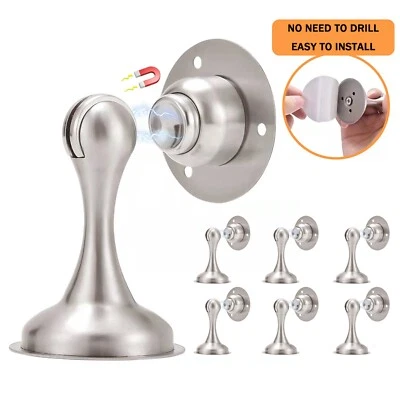 Tope de puerta magnético níquel cepillado sin taladro tapón de puerta magnético 3M Foto 1 de 4