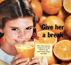 Fresh Frozen Florida Orange Juice 1960 Vtg Print Ad Girl W Pigtails Vitamin C