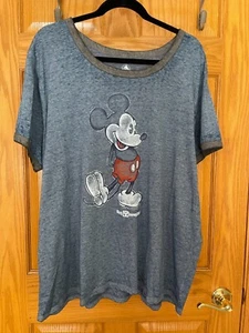 RETRO WALT DISNEY WORLD MICKEY MOUSE RINGER T-SHIRT WOMEN'S PLUS 2X SOFT NEW! - Picture 1 of 4
