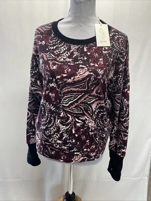 JOIE Womens XL Floral Print Drop Shoulder Crop Sweatshirt Thumbholes - Imagem 1 de 4