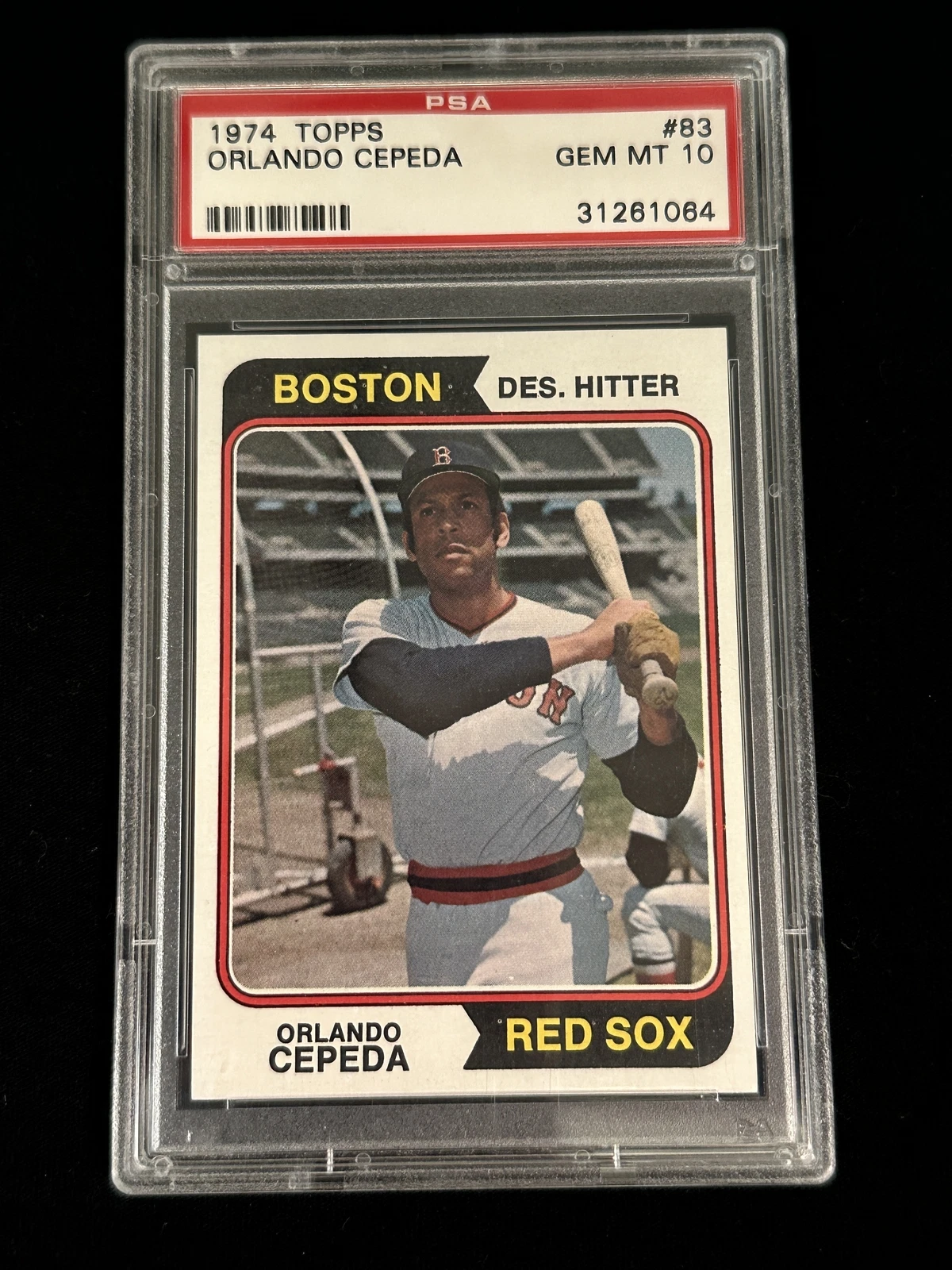 1974 Topps #83 Orlando Cepeda PSA 10 HOF Red Sox Pop 7