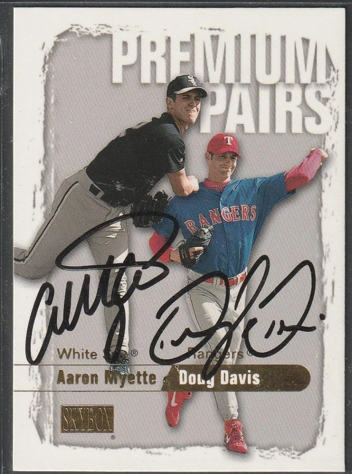 Autógrafos originales, Doug Davis y Aaron Myette radiocontrol; 2000 Fleer/Skybox #243, dorado Foto 1 de 2