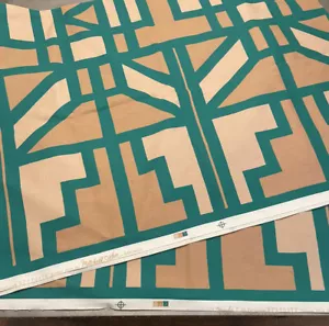 WESTGATE Vintage Screen Print Fabric Geometric 1991 Mitchell John Green Beige - Picture 1 of 5