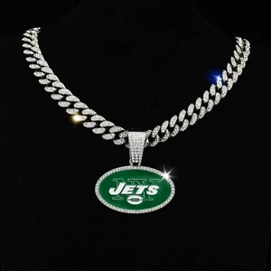 Silver / Gold New York Jets Pendant Necklace - Picture 1 of 4