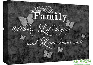 FAMILY QUOTE - Life - Black & White Canvas Wall Art Picture Print- ALL SIZES