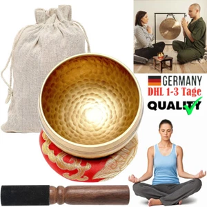 Tibetische Klangschale Klein 8cm Set für Yoga Chakra Meditation Schule Gong DHL - Bild 1 von 13