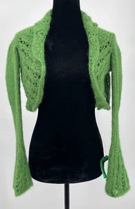 United Colors Of Benetton Mujer Boho Shrug Suéter Pequeño Verde Abierto Tejido Mohair - Imagen 1 de 19