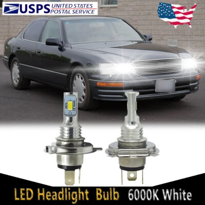 Para Lexus LS400 1993-1994 - 2X 9003 LED Faros Luz Alta Baja 6000K YTB Foto 1 de 4