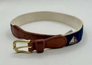 Preston Sailboat Nautical Belt Leather Boys 20 - Picture 1 of 7