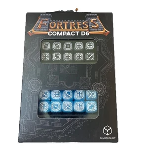 Q-Workshop Fortress Negro Y Azul Compacto 20D6 Juego de Dados NUEVO - Imagen 1 de 3