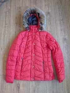 Cappotto donna Barbour Bernera trapuntato rosso pelliccia sintetica orlo cappuccio taglia 10 - Foto 1 di 9