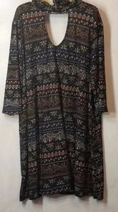 Derek Heart Dress Plus Sz 3X Colorful Boho Floral Stretch Keyhole Buttery Soft - Picture 1 of 9