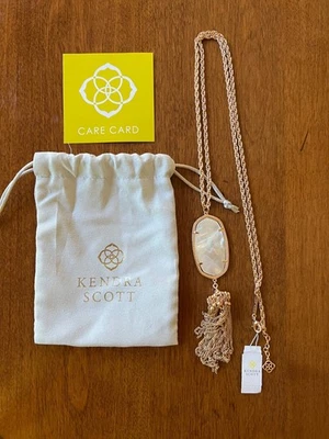 Kendra Scott Tono Oro Rosa RAYNE Collar Largo Madreperla Borla Nuevo con Etiquetas Foto 1 de 4