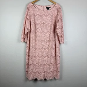 Jessica Howard Lace Scalloped Shift Dress 18W Blush Pink Wedding Guest Cocktail - Picture 1 of 10