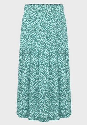 HOBBS Dianne Midi Skirt - Size 16 Green Ditsy Floral Pleated Fluted Hem RRP £99 - Image 1 of 4