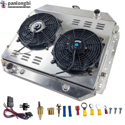 Radiador de 3 filas + ventilador de cubierta + relé para Ford F100 F150 F250 F350 Bronco V8 1968-1979 Foto 1 de 4