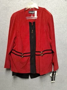 Tuta donna Sag Harbor giacca gonna 24W rosso/nero elastico in vita gonna 80€ - Foto 1 di 9