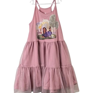 Disney Wish Asha Dress Girl's Size 9/10 Pink Tiered Layered Tulle Skirt Dress Up - Picture 1 of 6