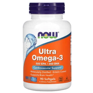 NOW Foods, Ultra Omega-3, 500 EPA / 250 DHA, 90 Enteric Coated Softgels - Picture 1 of 2