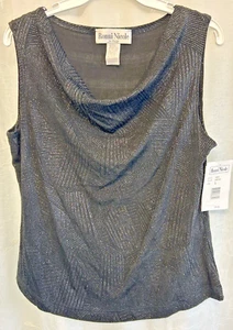 Ronni Nicole by Ouida Damen Abend Top L schwarz ärmellos Wasserfallausschnitt - Bild 1 von 5
