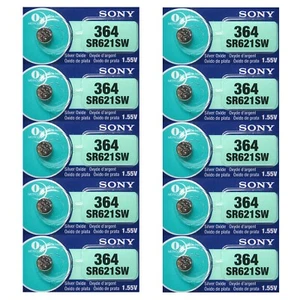 10 pcs Sony 364, SR621SW, 280-34, SR60, 1.55V watch Battery, 0%Hg Exp. 2028 - Picture 1 of 1