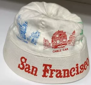 VTG 50s 60s Bucket Pill Hat Large Tourist San Francisco Light American Novelty - Picture 1 of 13
