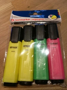 4 Textmarker Stylex, neu, OVP, Rot, Grün, 2 x Gelb - Bild 1 von 1