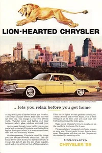 1959 anuncio estampado vintage coche Chysler New Yorker techo rígido en amarillo brillante hilado - Imagen 1 de 2