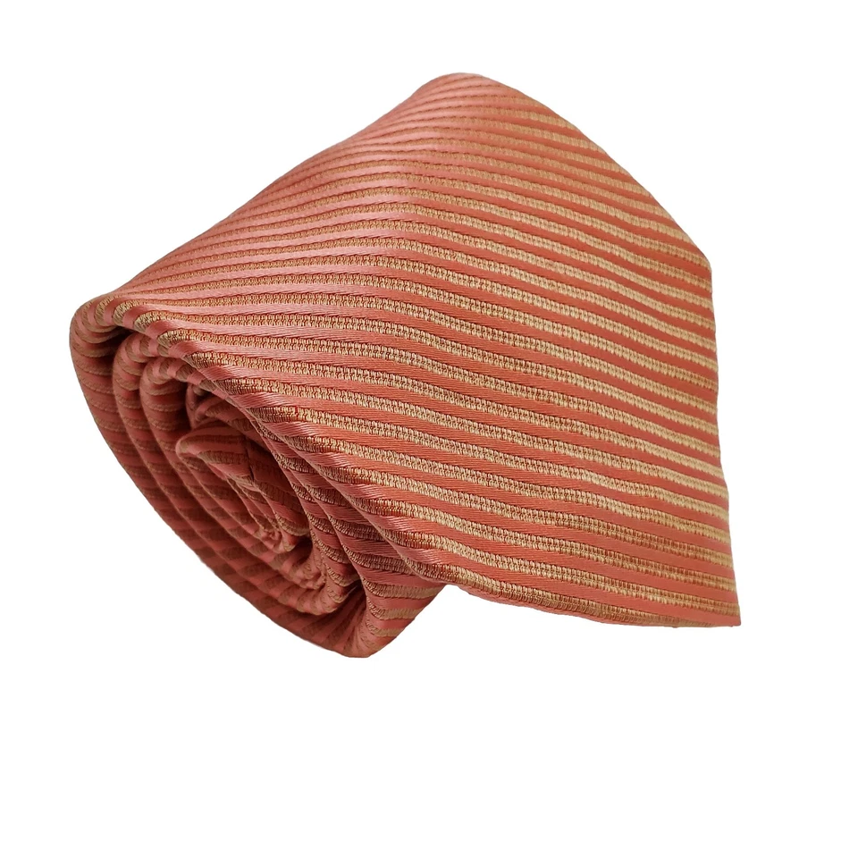 Corbata Claiborne Rosa Estampado Rayas Seda Cuello Corbata Tela Jacquard 58x4"  Foto 1 de 4