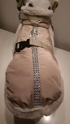 MASI DOGSDESIGN Wintermantel Hunde-Mantel Mantel-Geschirr Hunde warm weich gefüttert beige