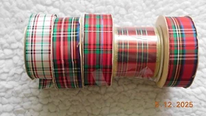 Lot of 5 Rolls Plaid Assortment Sizes Vary Vintage New - Picture 1 of 1
