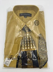 Fortino Landi Men's Long Sleeve Dress Shirt With Tie And Handkerchief 16-16 1/2 - Picture 1 of 6
