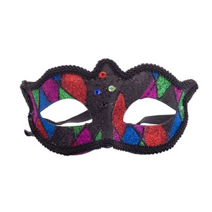 Beautiful Sparkle Jester Halloween Polyester Half Mask, For Adult, Black Purp... - Picture 1 of 4
