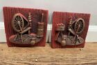 Pair of vintage Chalk ware Red wall decorations Plaque