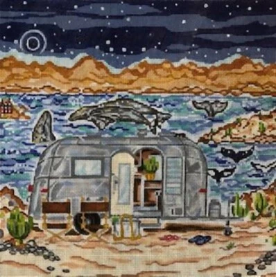 Needlepoint Handpainted Cooper Oaks Whale Adventures 9x9 - Image 1 of 4