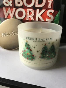NEW BATH & BODY WORKS WHITE BARN 3-WICK 14.5 OZ CANDLES FRESH BALSAM fir winter - Picture 1 of 2