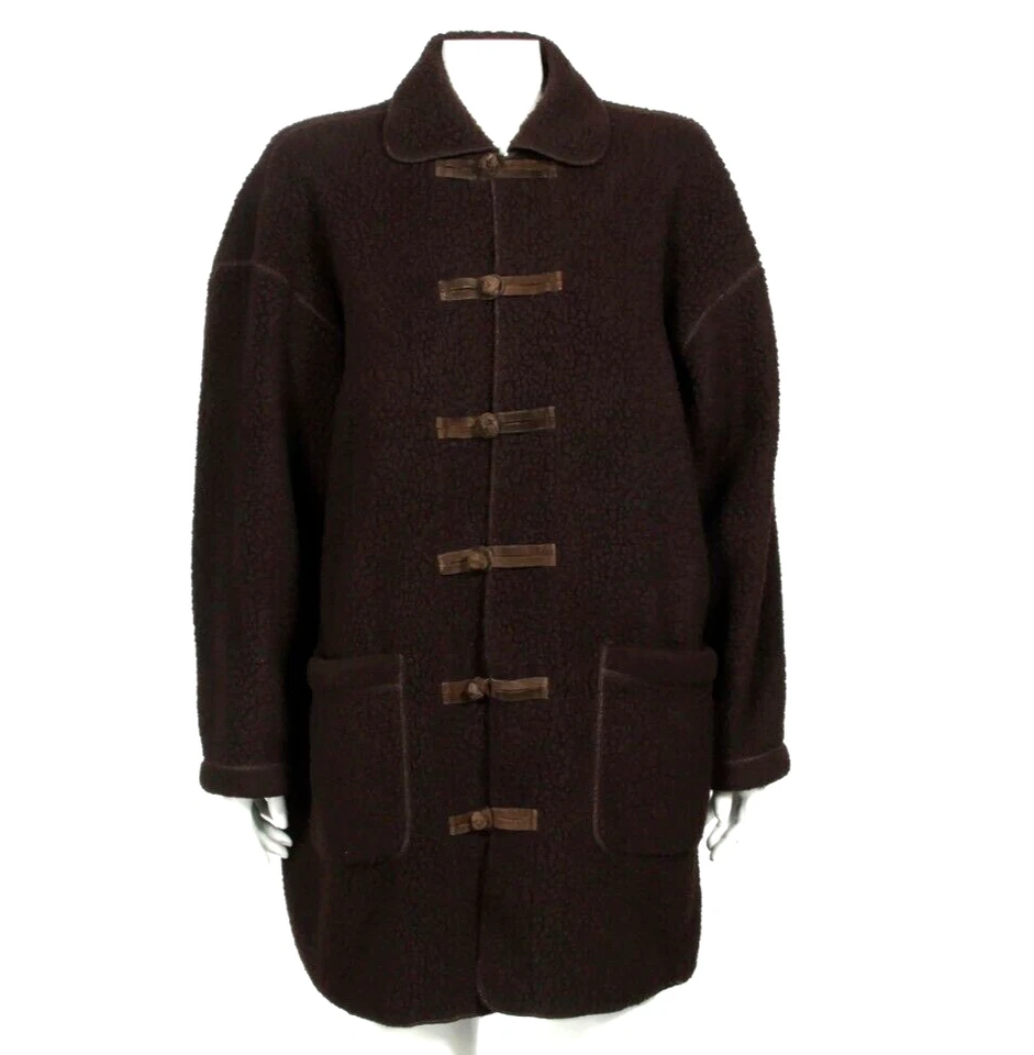 Chaqueta Abrigo Dosa Polar Marrón Palanca Cuero Botón Talla 1 Pequeña/479 Foto 1 de 4