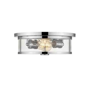 Unbranded Savannah 13.75 in. 2-Light Chrome Flush Mount with Clear Shade - Picture 1 of 6