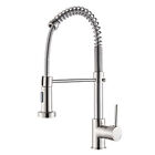 Brushed Nickel Kitchen Faucet with Pull Down Sprayer Single Handle Sink Mixer