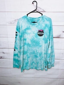 Maui And Sons Mens T-Shirt Size M Blue & White Tie Dye Long Sleeve - Picture 1 of 9