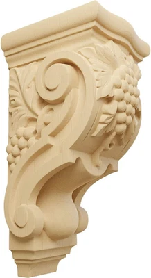 COR04X05X10GRAL Racimos Medianos de Uva Ménsulas de Madera, 4 7/8"W X 5 1/2"D X 10 7/8"H, Foto 1 de 4